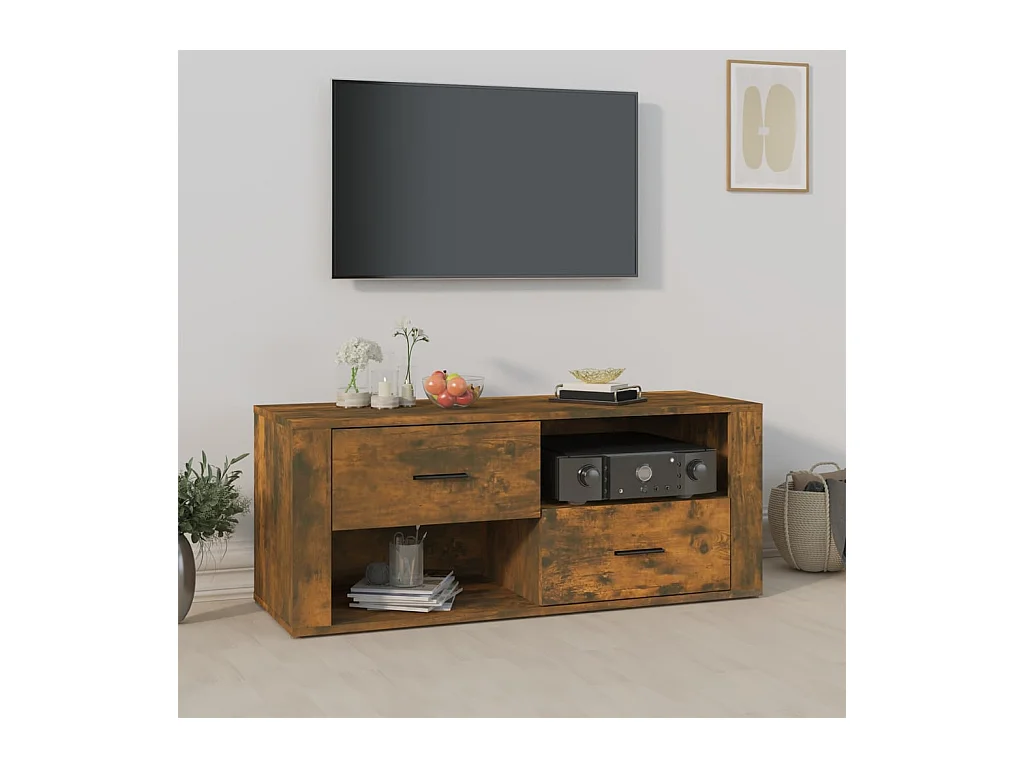 Mueble para TV  | Gabinete de TV |  Mueble de salón madera contrachapada roble ahumado 100x35x40 cm