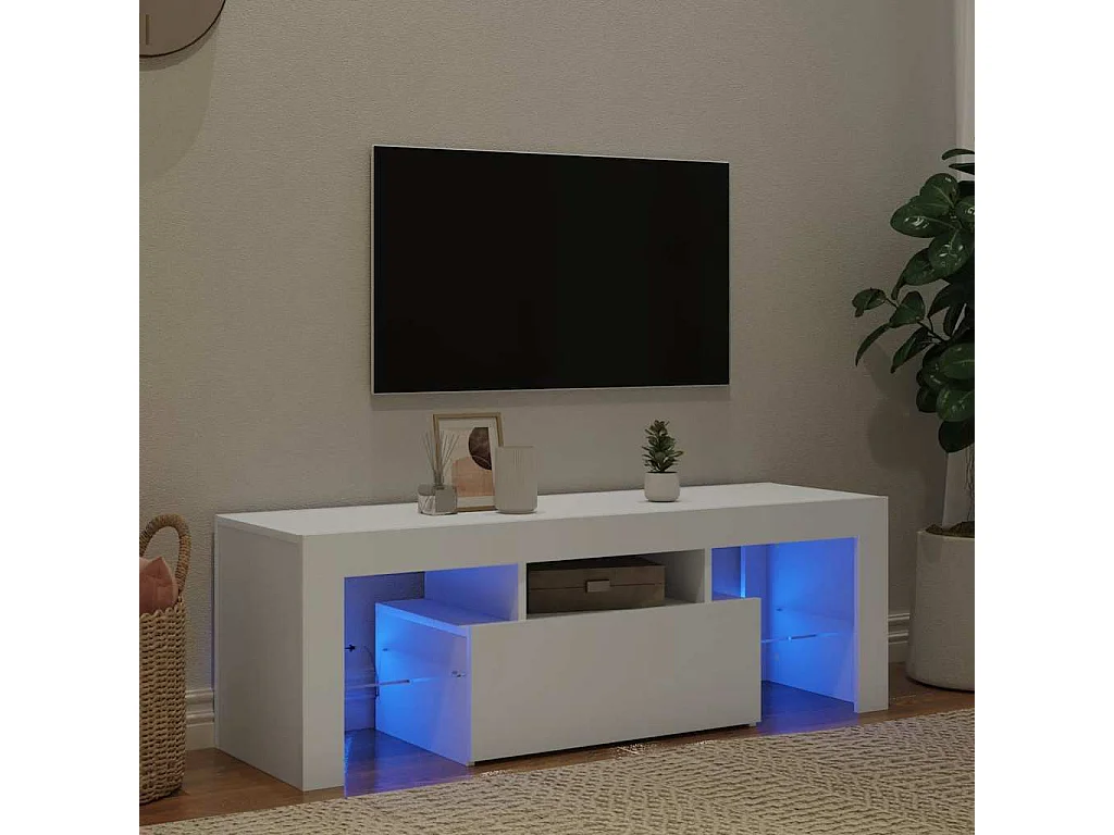 Mueble para TV  | Gabinete de TV |  Mueble de salón con luces LED blanco 120x35x40 cm