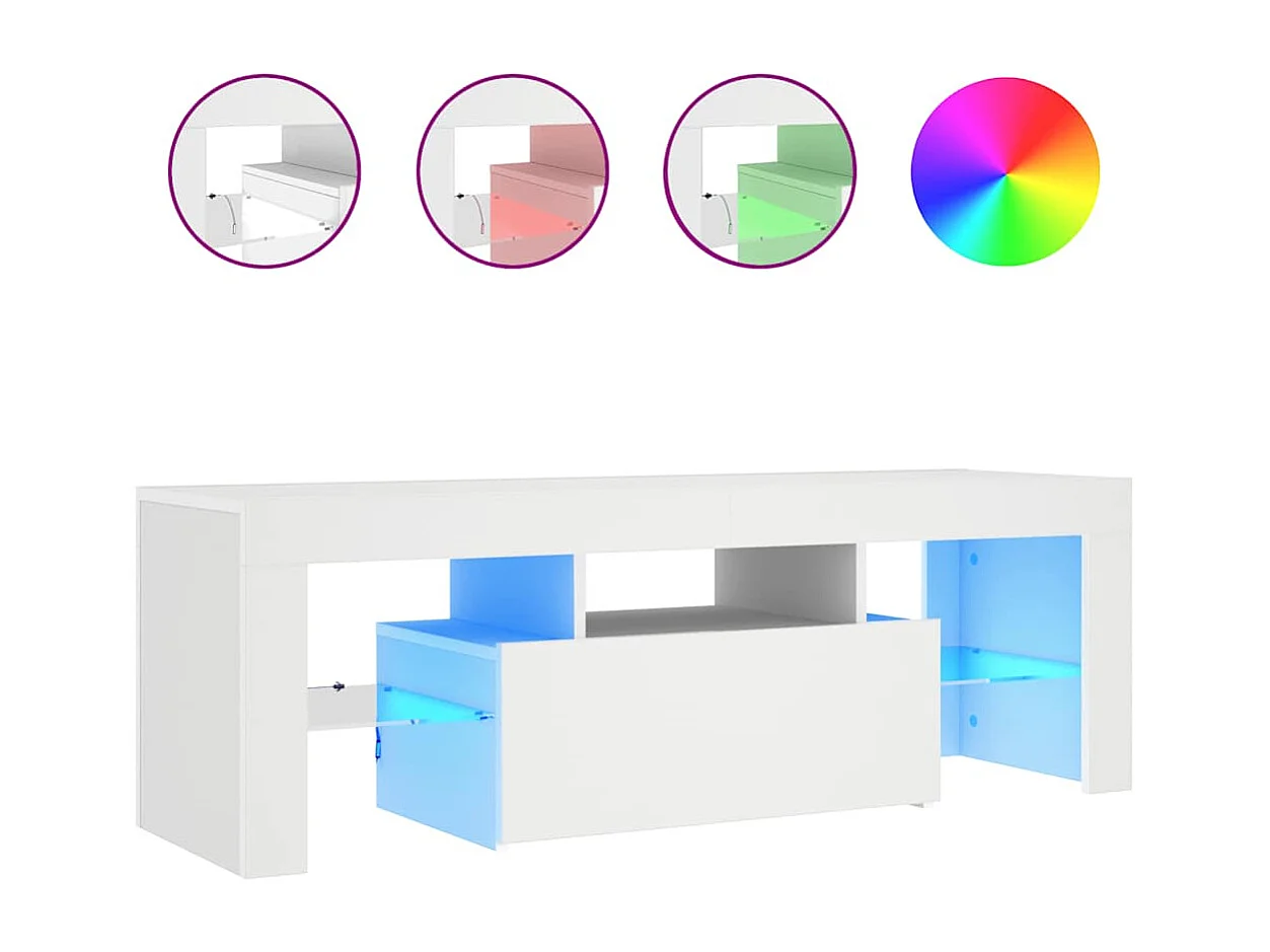Mueble para TV  | Gabinete de TV |  Mueble de salón con luces LED blanco 120x35x40 cm