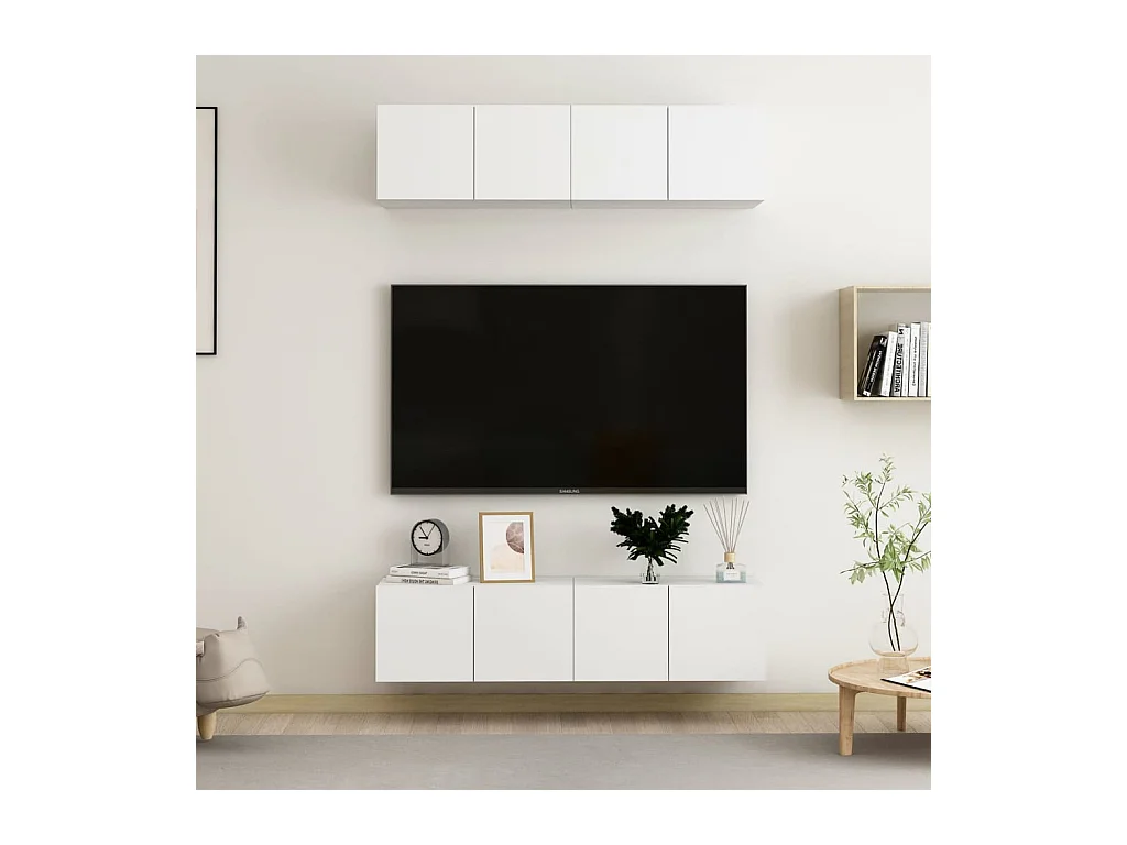 Muebles de salón | Gabinetes de TV |  Muebles de TV 4 pzas madera de ingeniería blanco 60x30x30 cm