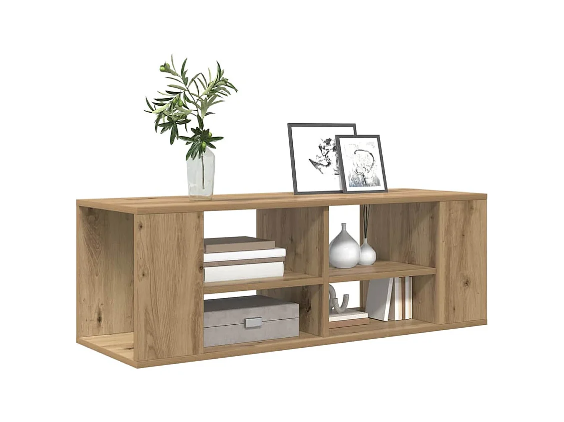 TV-kast | Tv-meubel | Tv-Bank artisanaal eikenkleurig 102 x 35 x 35 cm Bewerkt hout