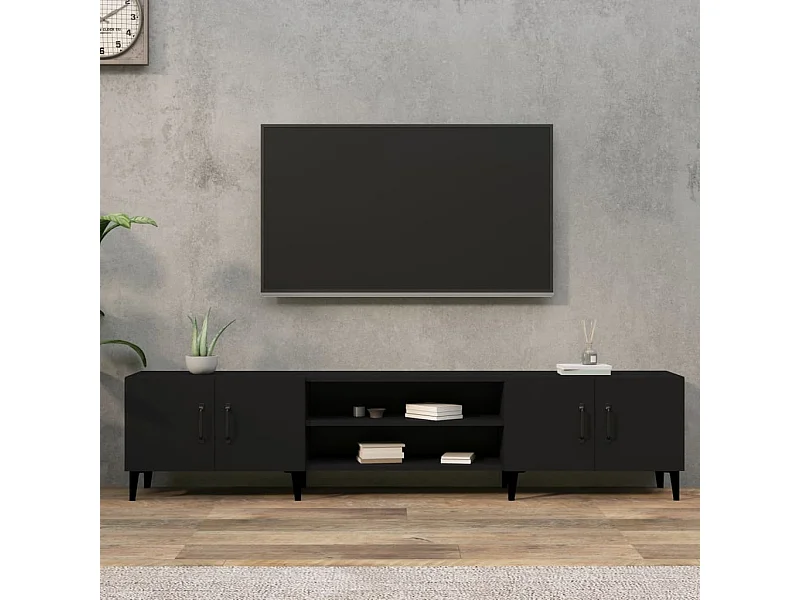 Mueble de TV | Mueble de salón madera contrachapada negro 180x31,5x40 cm