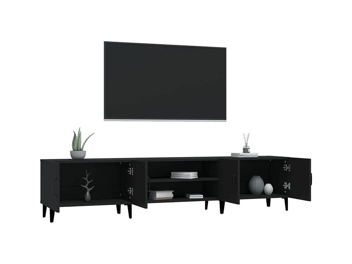 Mueble de TV | Mueble de salón madera contrachapada negro 180x31,5x40 cm