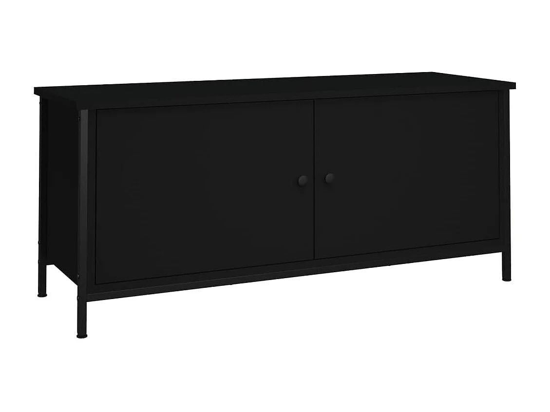 Mueble TV | Gabinete de TV | Mueble de salón con puertas madera contrachapada negro 102x35x45 cm