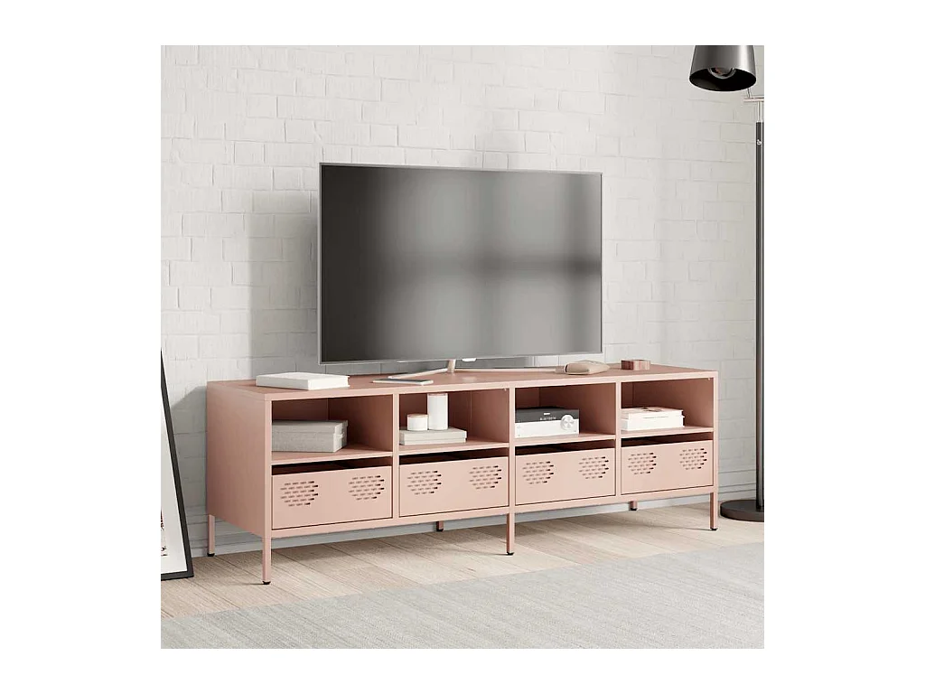 Mueble para TV  | Gabinete de TV |  Mueble de salón acero laminado en frío rosa 135x39x43,5 cm
