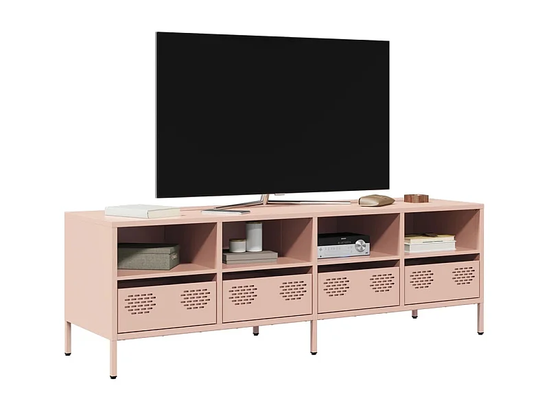 Meuble TV | Banc TV | Armoire TV rose 135x39x43,5 cm acier laminé à froid