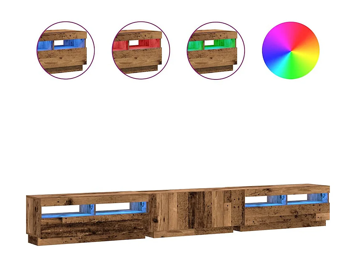 Tv-meubel | Tv-Bank | TV-kastmet LED 300x35x40 cm bewerkt hout oud hout