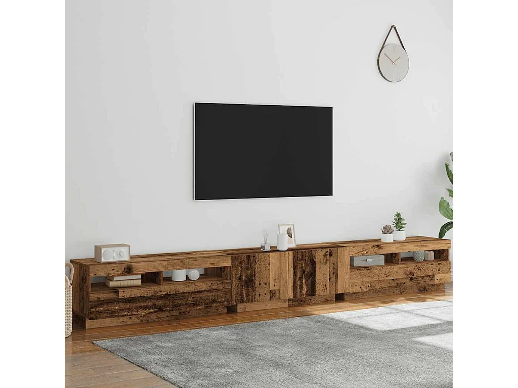 Tv-meubel | Tv-Bank | TV-kastmet LED 300x35x40 cm bewerkt hout oud hout