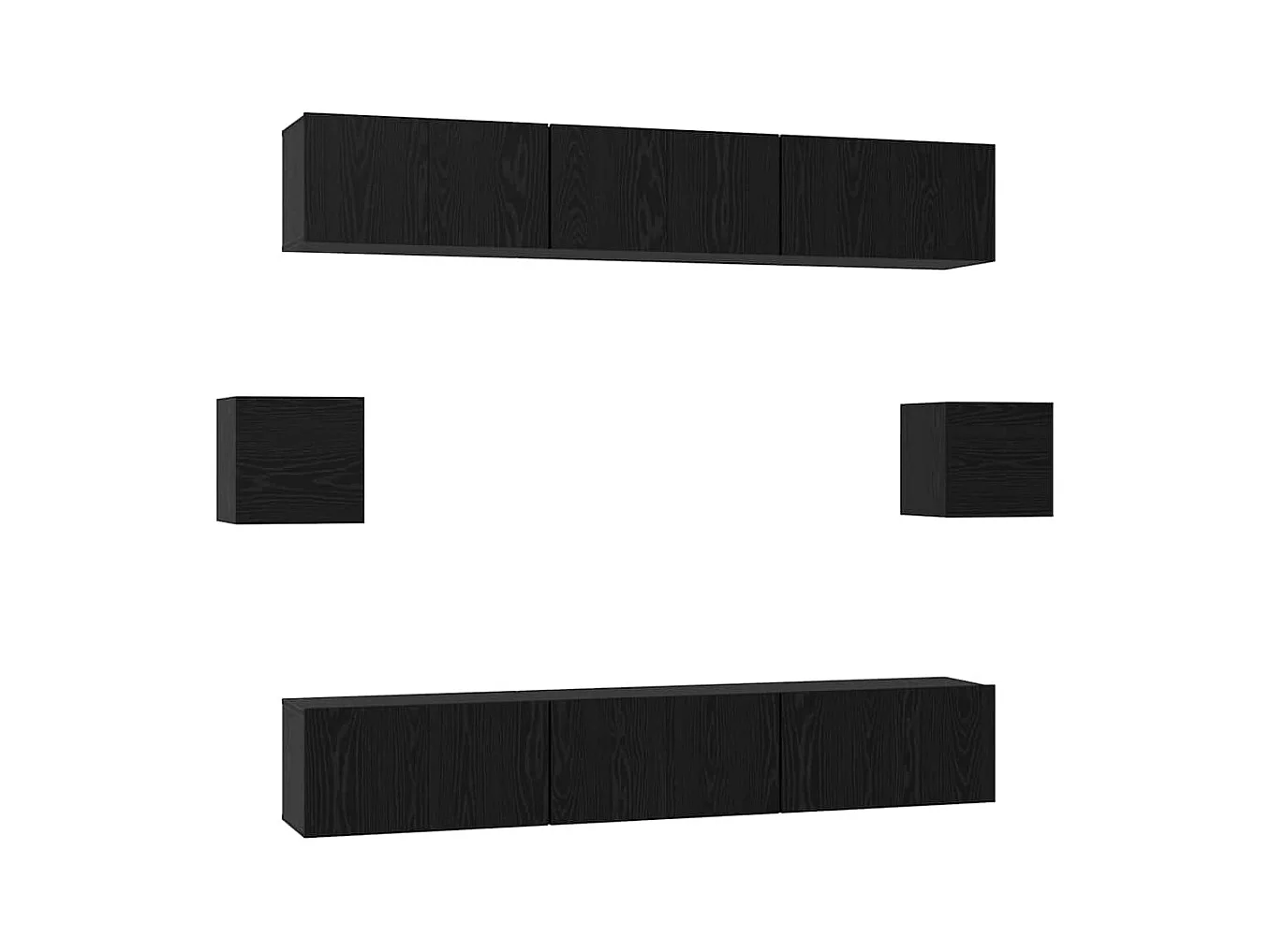 Tv-meubelset | Tv-Bank | TV-kast 8 pcs Zwart eiken 60 x 30 x 30 cm Bewerkt hout