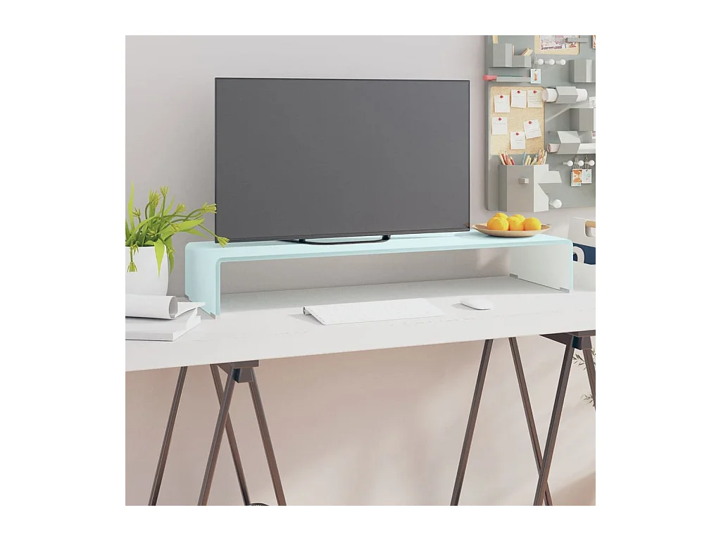Mueble TV | Elevador de monitor cristal verde 90x30x13 cm