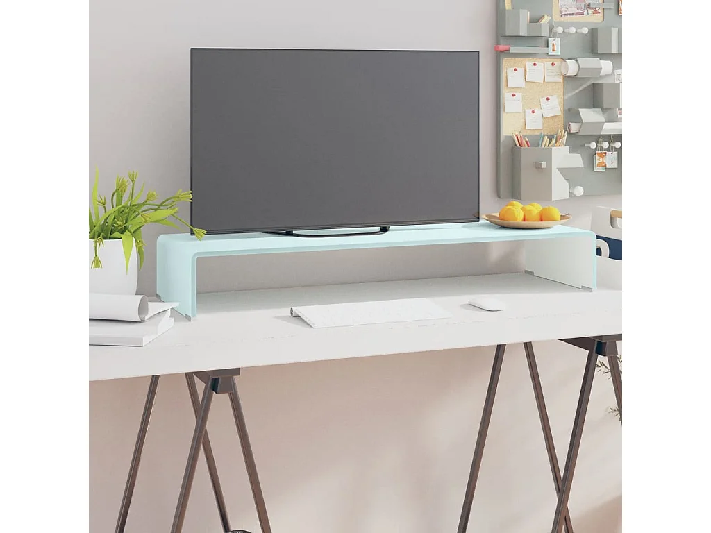 Mueble TV | Elevador de monitor cristal verde 90x30x13 cm
