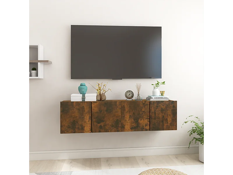 Ensemble de meubles TV | Bancs TV | Armoires TV suspendu 2 Pièces Chêne Fumé 60x30x30 cm