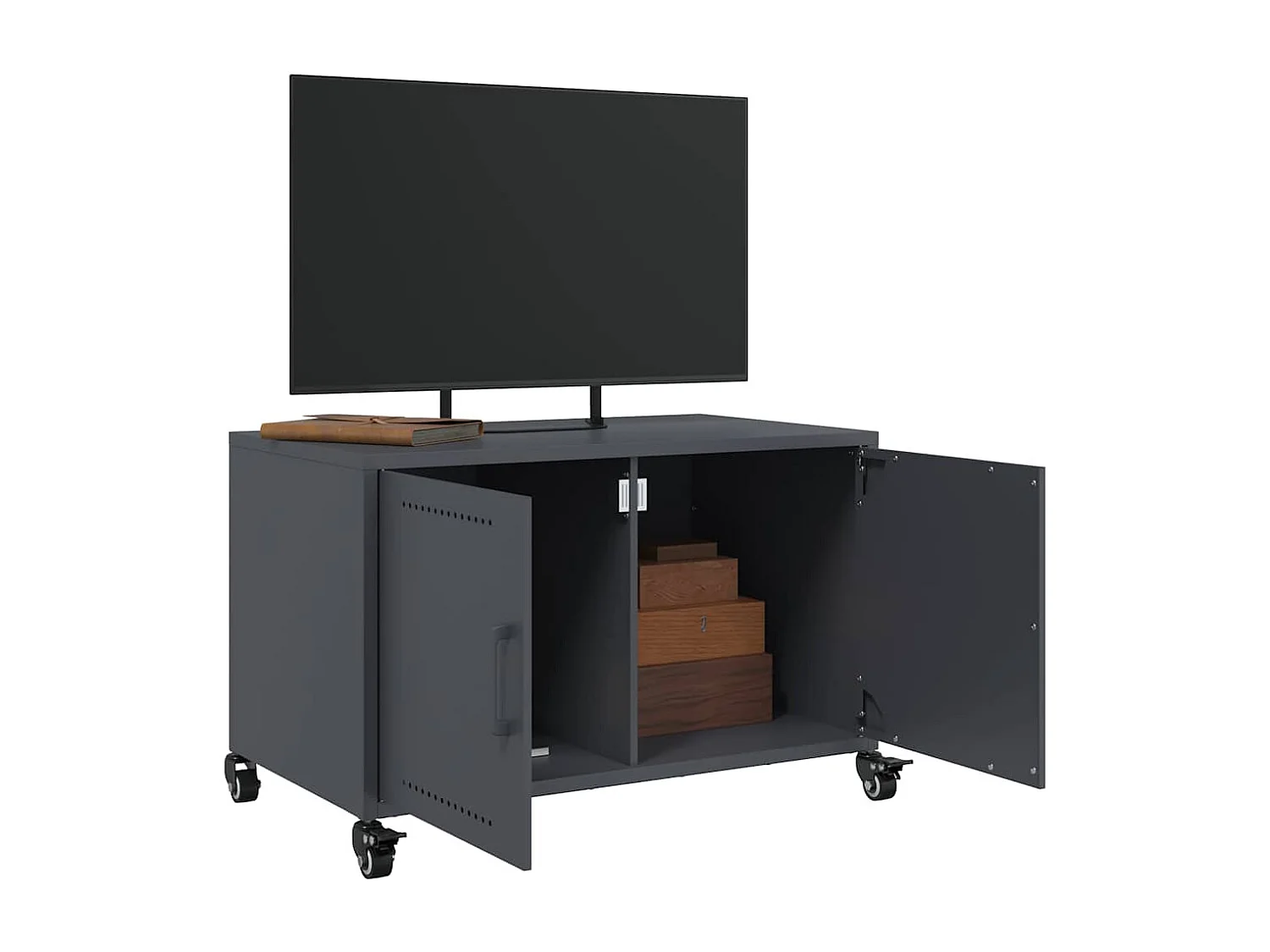 Meuble TV | Banc TV | Armoire TV anthracite 68x39x43,5 cm acier