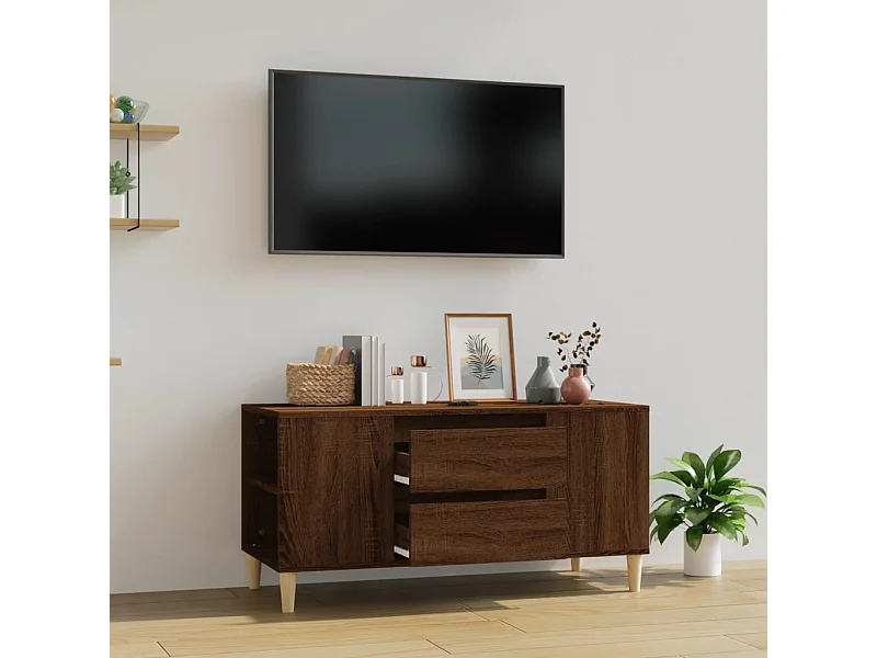 Mueble para TV  | Gabinete de TV |  Mueble de salón madera contrachapada marrón roble 102x44,5x50 cm