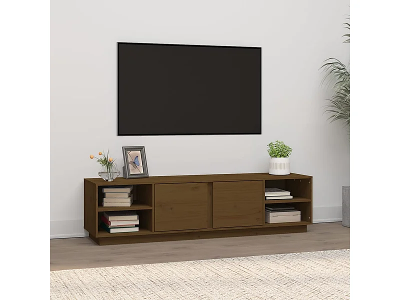 Mueble de TV | Mueble de salón madera maciza de pino marrón miel 156x40x40 cm