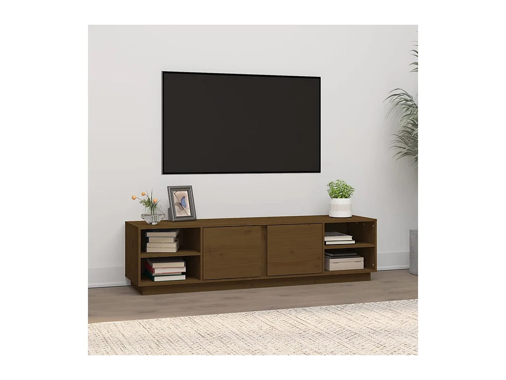 Mueble de TV | Mueble de salón madera maciza de pino marrón miel 156x40x40 cm