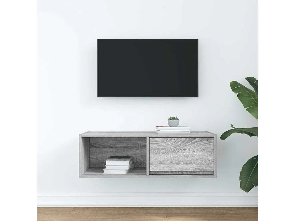 Tv-meubel | Tv-Bank | TV-kast80x31x25,5 cm bewerkt hout grijs sonoma eikenkleurig