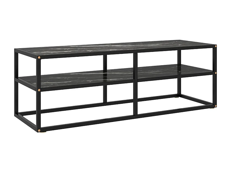 Mueble para TV  | Gabinete de TV |  Mueble de salón negro con vidrio de mármol negro 120x40x40 cm