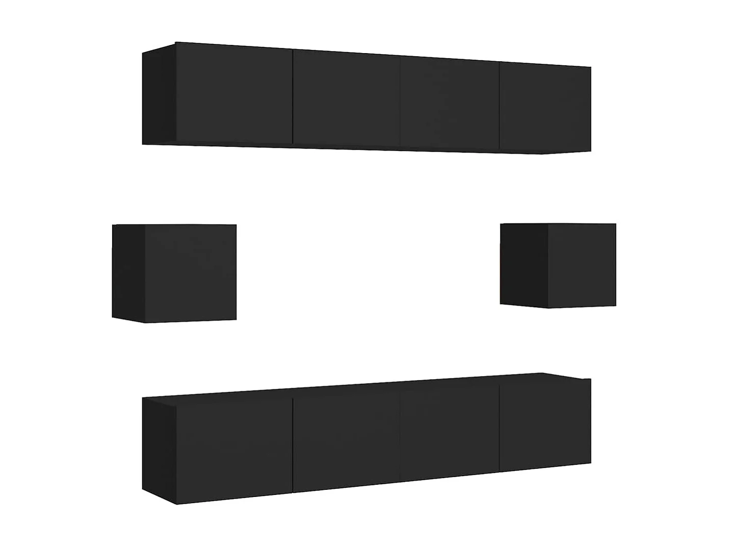 Set de muebles de salón TV | Gabinetes de TV |  Muebles de TV 6 piezas madera ingeniería negro