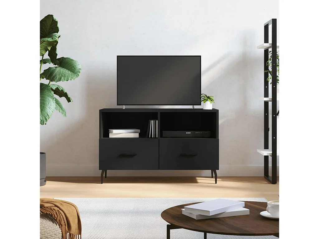 Mueble para TV  | Gabinete de TV |  Mueble de salón madera contrachapada negro 80x36x50 cm