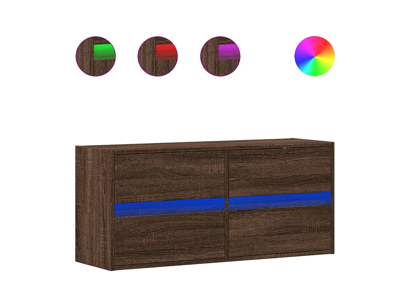 Mueble de TV | Mueble de salón de pared con luces LED marrón roble 100x31x45 cm