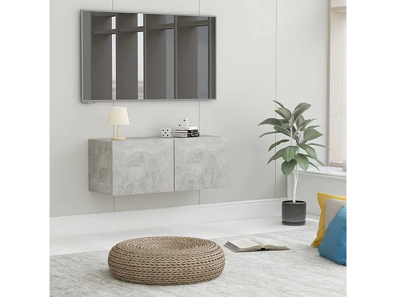 Meuble TV | Banc TV | Armoire TV Gris béton 80x30x30 cm Bois d’ingénierie