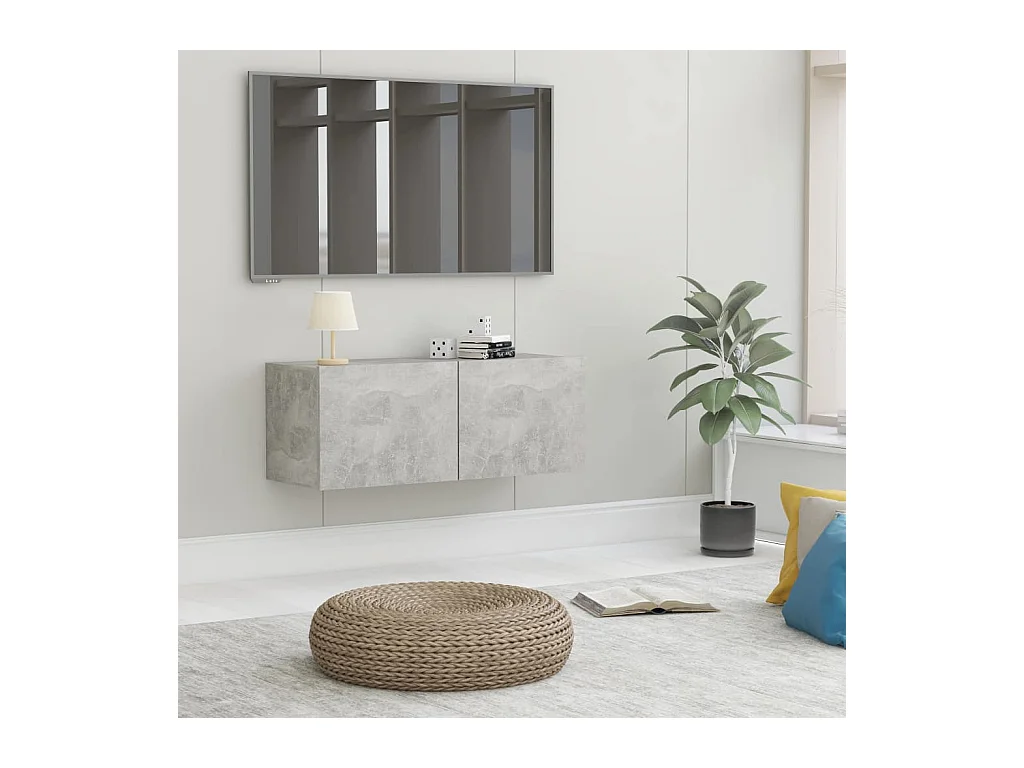 Meuble TV | Banc TV | Armoire TV Gris béton 80x30x30 cm Bois d’ingénierie