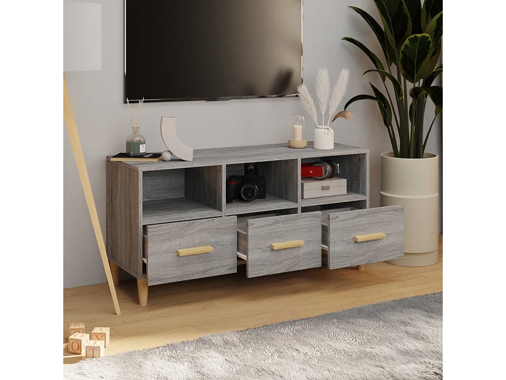 Mueble para TV  | Gabinete de TV |  Mueble de salón madera contrachapada gris Sonoma 102x36x50 cm