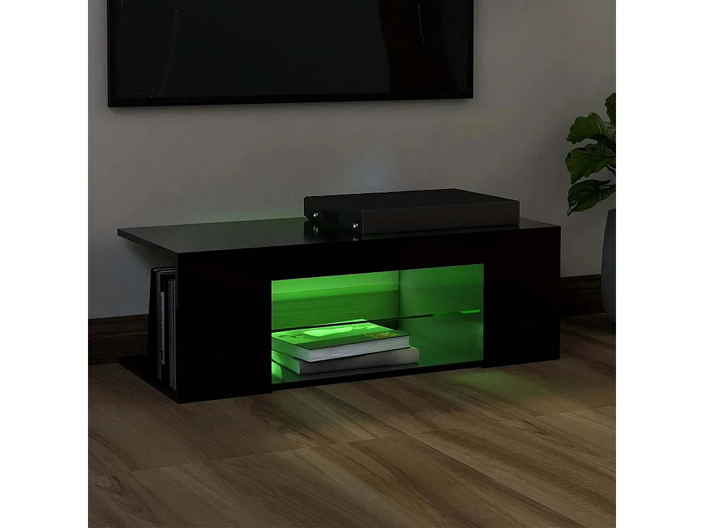 Mueble de TV | Mueble de salón con luces LED negro 90x39x30 cm