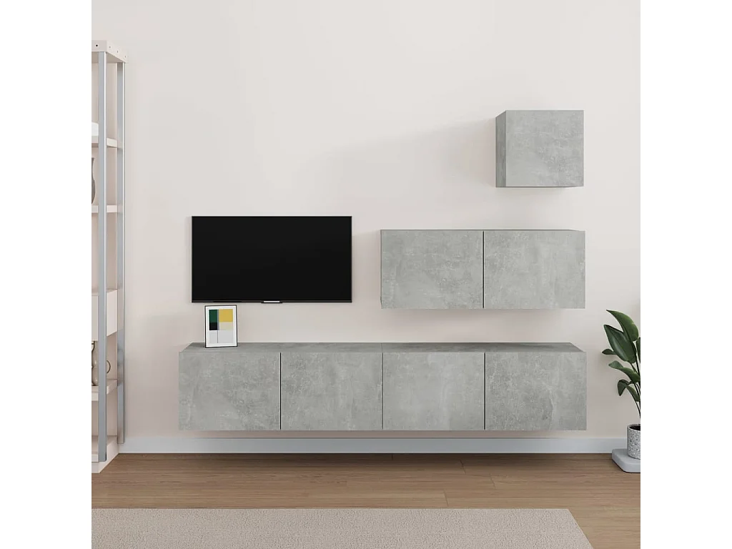 Ensemble de meubles TV | Bancs TV | Armoires TV 4 pcs Gris béton Bois d'ingénierie