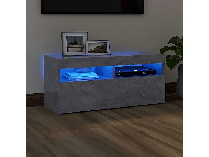Mueble de TV | Mueble de salón con luces LED gris hormigón 90x35x40 cm