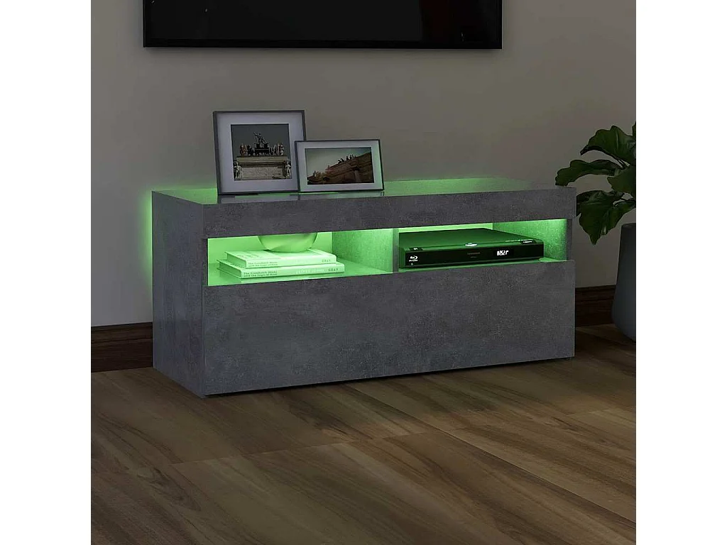 Mueble de TV | Mueble de salón con luces LED gris hormigón 90x35x40 cm