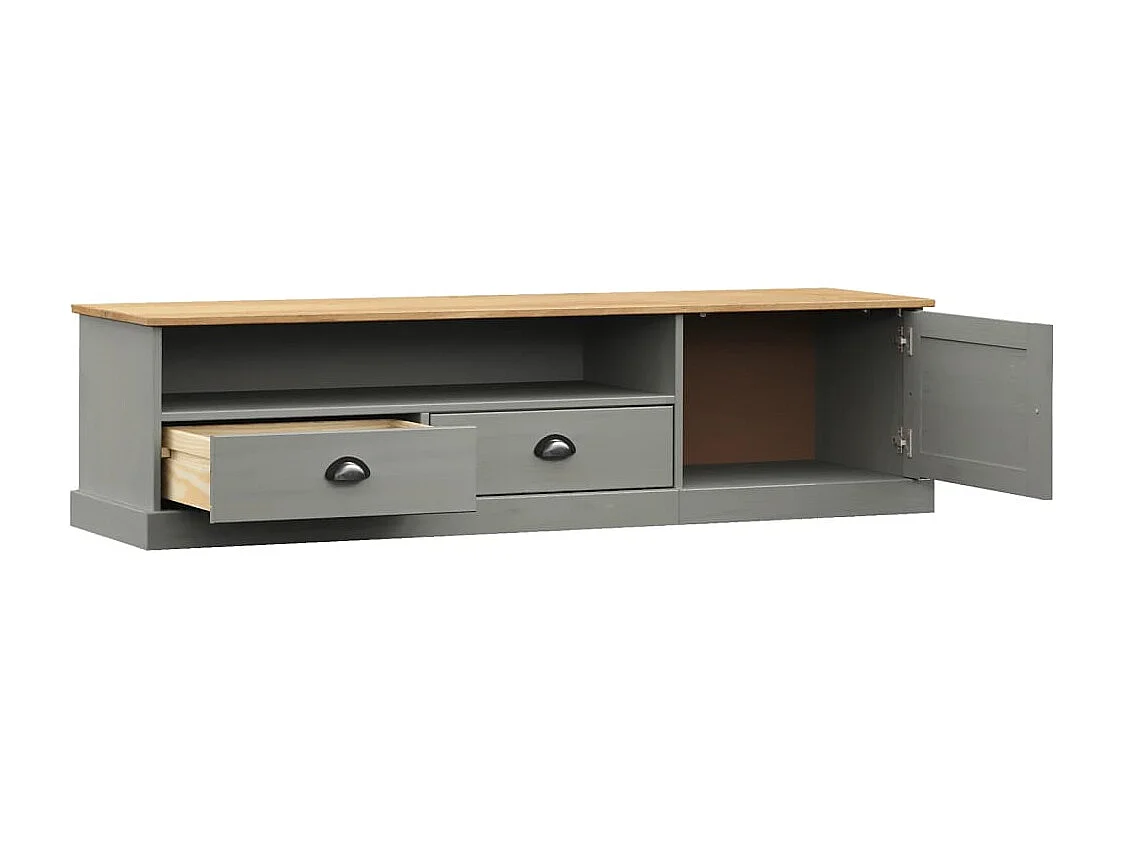 Meuble TV | Banc TV | Armoire TV VIGO gris 156x40x40 cm bois massif de pin