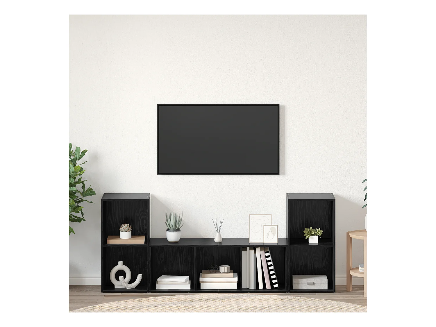 Gabinete de TV | Mueble de TV | Mueble de salón 3 pcs Negro 107 x 35 x 37 cm