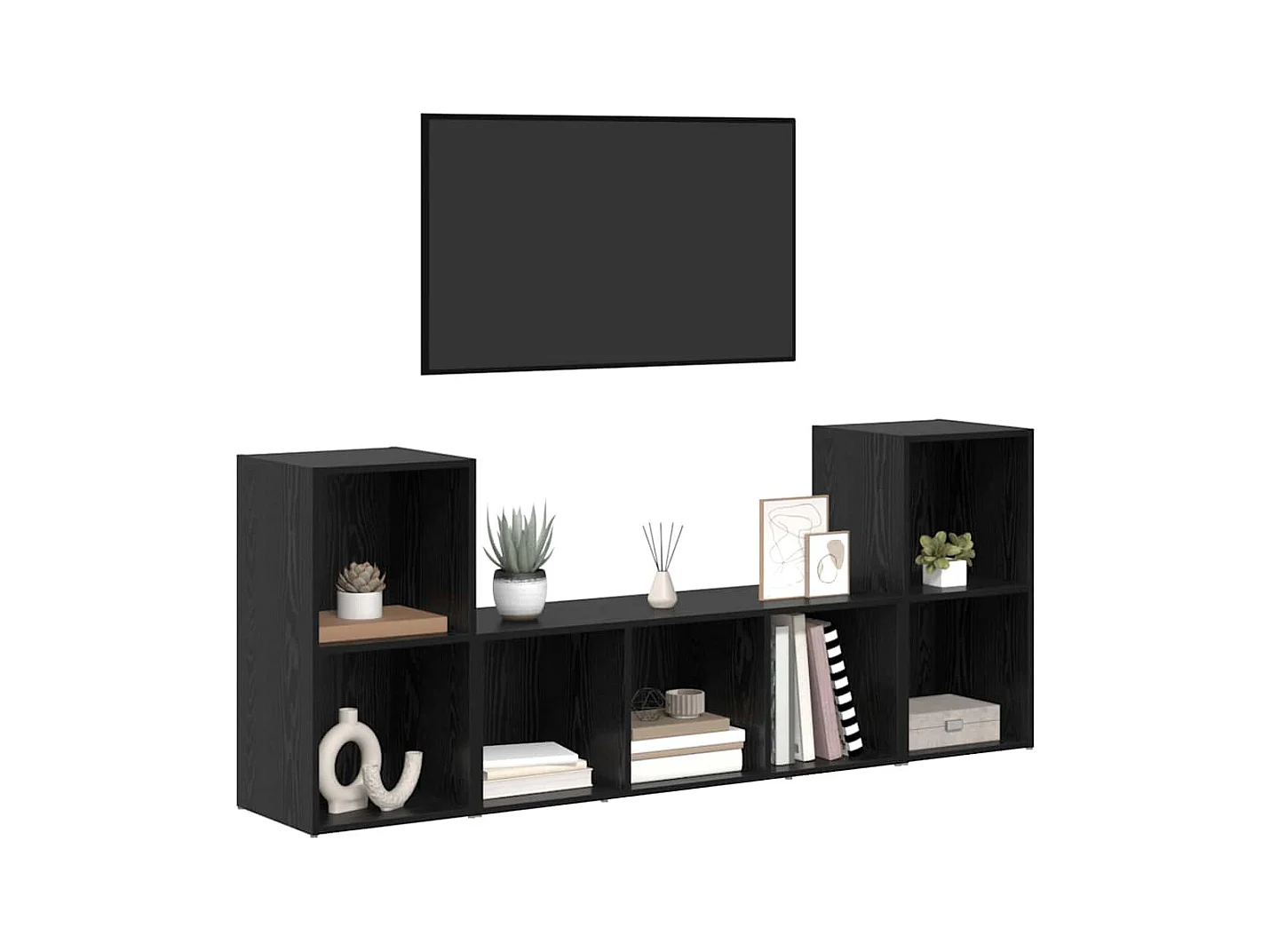 Gabinete de TV | Mueble de TV | Mueble de salón 3 pcs Negro 107 x 35 x 37 cm
