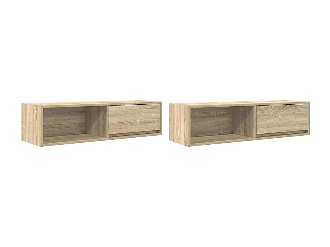 Tv-meubelen | Tv-Banken | TV-kasten 2 st 100x31x25,5cm bewerkt hout sonoma eikenkleurig