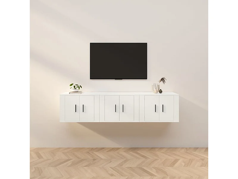 Meubles TV | Bancs TV | Armoires TV muraux 3 pcs blanc 57x34,5x40 cm