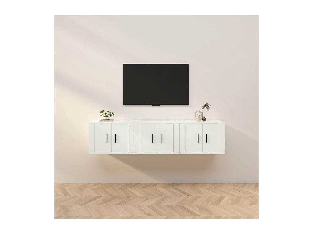 Meubles TV | Bancs TV | Armoires TV muraux 3 pcs blanc 57x34,5x40 cm