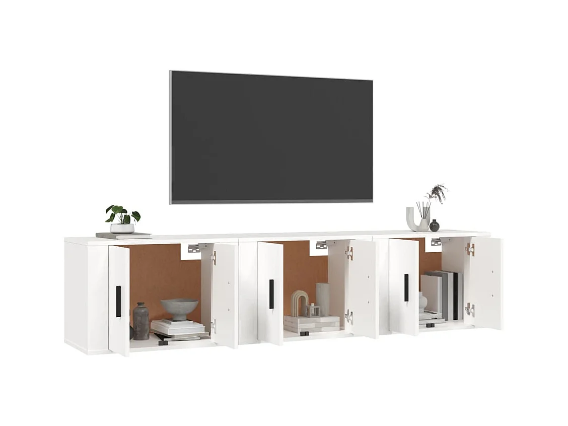 Meubles TV | Bancs TV | Armoires TV muraux 3 pcs blanc 57x34,5x40 cm
