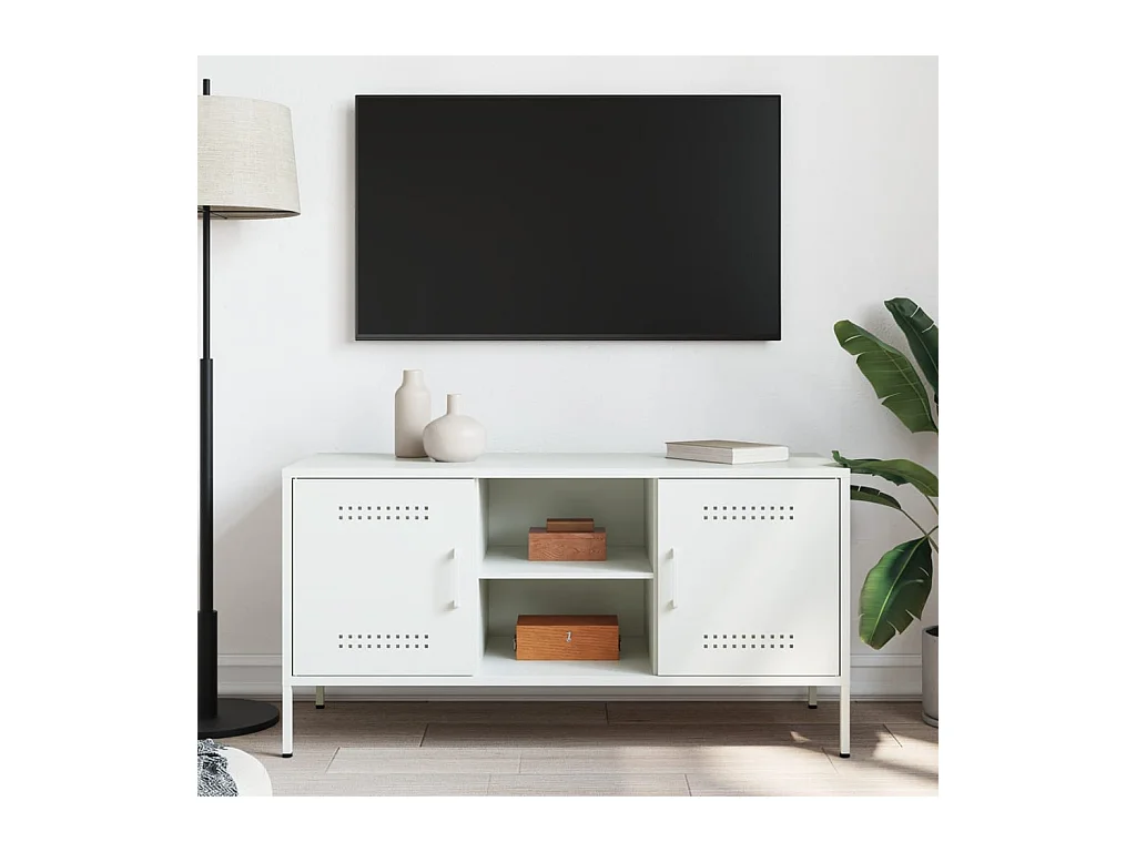 Mueble de TV | Mueble de salón de acero blanco 100,5x39x50,5 cm