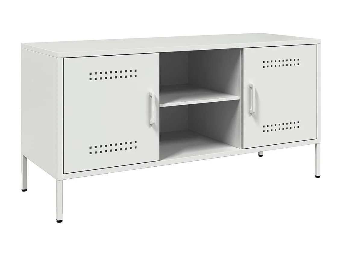 Meuble TV | Banc TV | Armoire TV blanc 100,5x39x50,5 cm acier