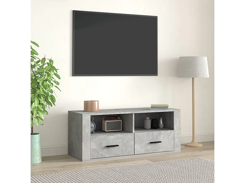 Meuble TV | Banc TV | Armoire TV Gris béton 100x35x40 cm Bois d'ingénierie