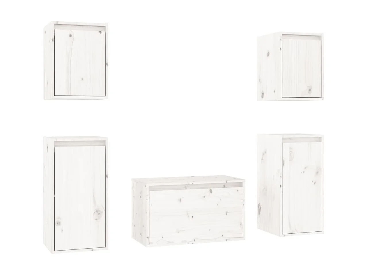Meubles TV | Bancs TV | Armoires TV 5 pcs Blanc Bois massif de pin