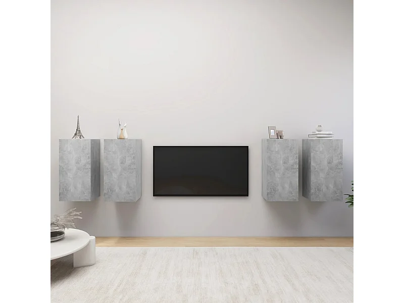 Meubles TV | Bancs TV | Armoires TV 4 pcs Gris béton 30,5x30x60 cm Bois d'ingénierie