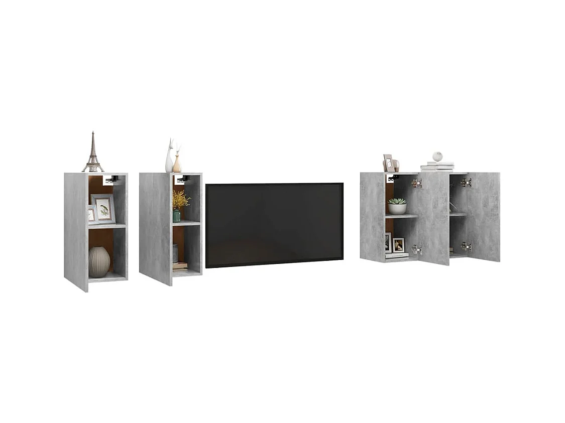Muebles de salón | Gabinetes de TV |  Muebles de TV 4 pzas gris hormigón 30,5x30x60 cm
