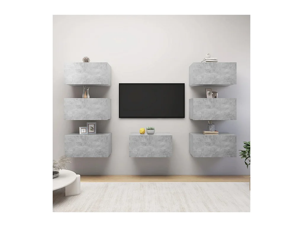 Muebles de salón | Gabinetes de TV |  Muebles de TV 7 pzas gris hormigón 30,5x30x60 cm