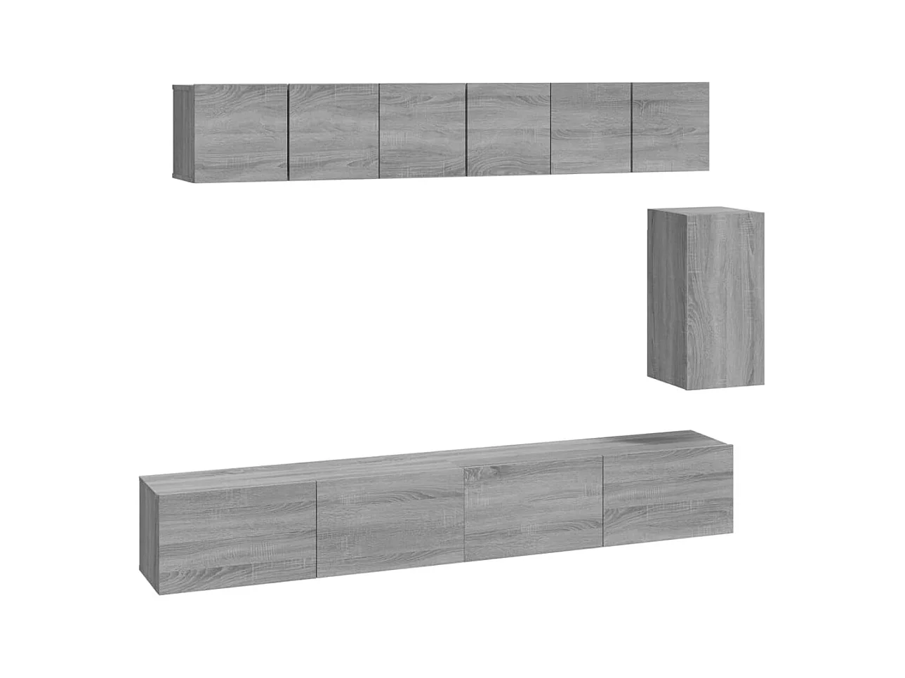 Set de muebles para TV  | Gabinetes de TV |  Muebles de salón 6 pzas madera contrachapada gris Sonoma