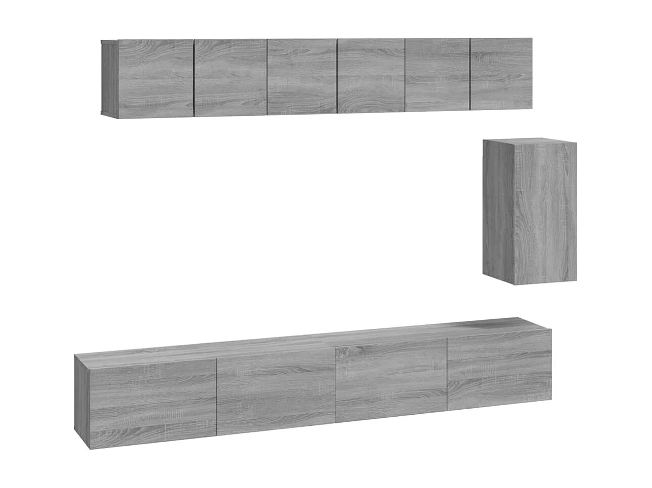 Set de muebles para TV  | Gabinetes de TV |  Muebles de salón 6 pzas madera contrachapada gris Sonoma