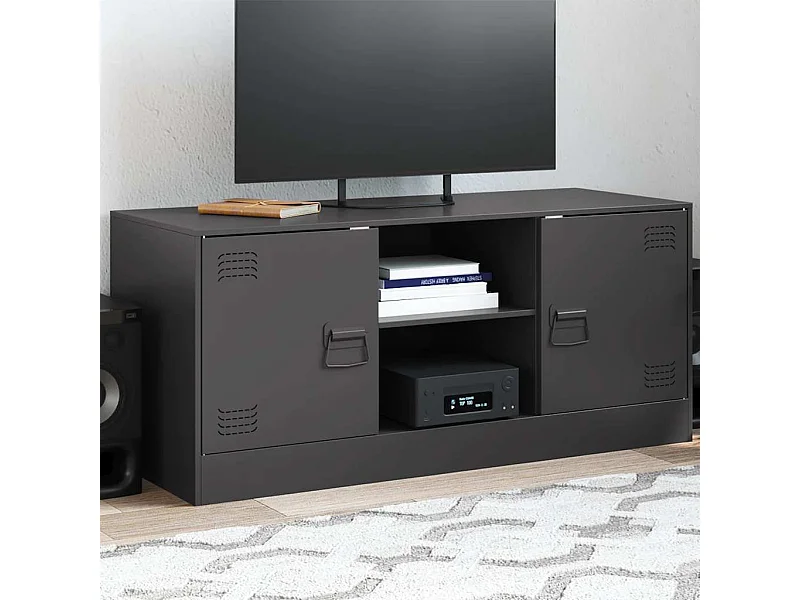 Mueble para TV  | Gabinete de TV |  Mueble de salón de acero negro 99x39x44 cm