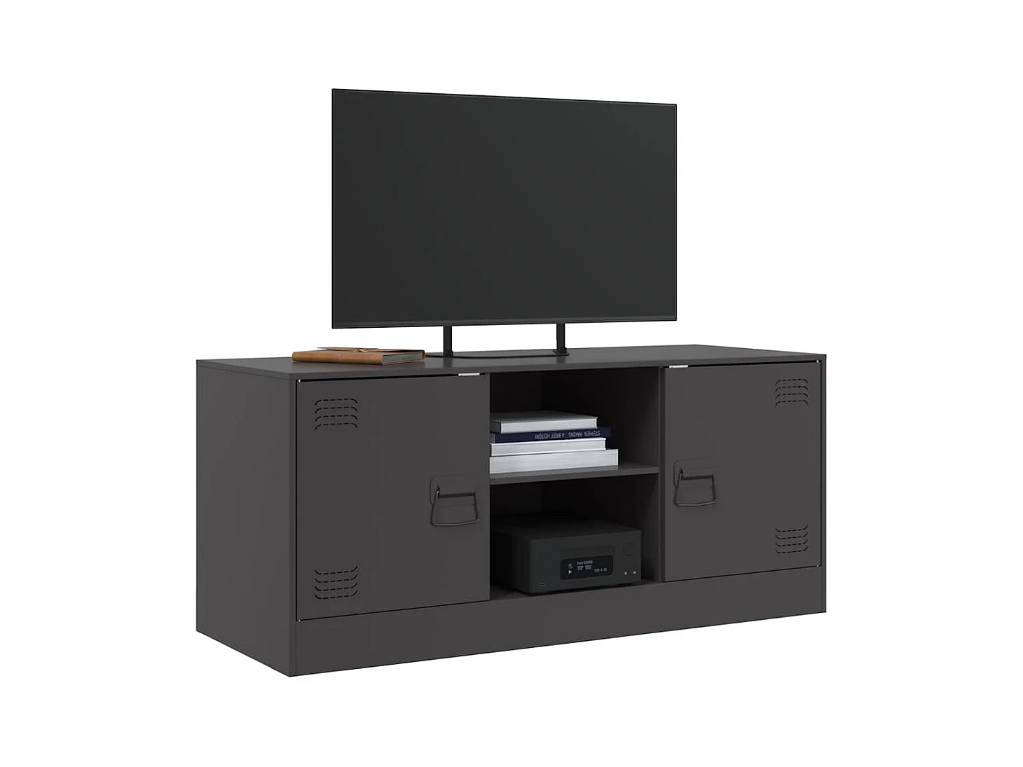 Mueble para TV  | Gabinete de TV |  Mueble de salón de acero negro 99x39x44 cm